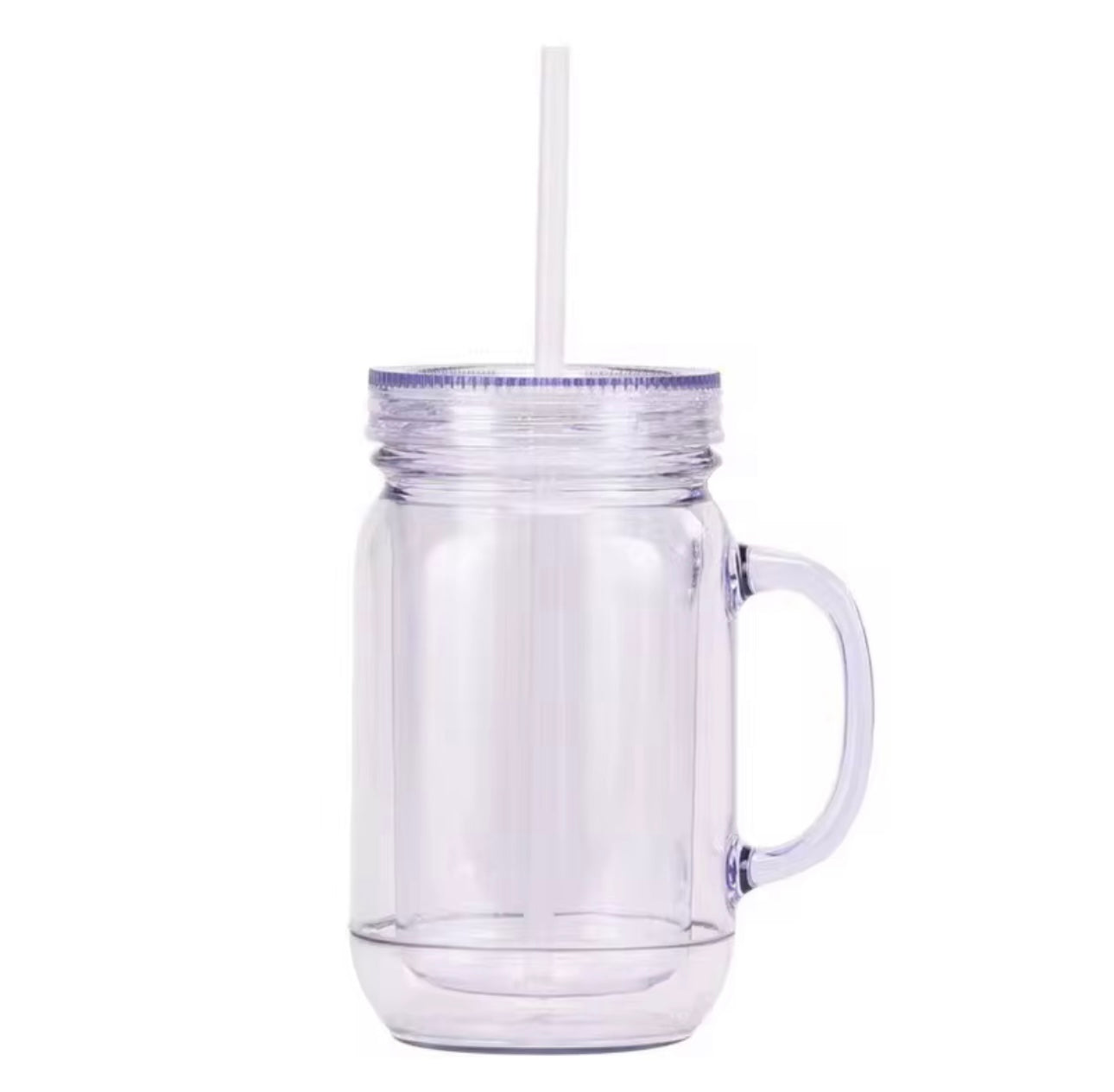 20oz Acrylic Mason Jar Style Snow Globe w/ Clear Lid & Straw