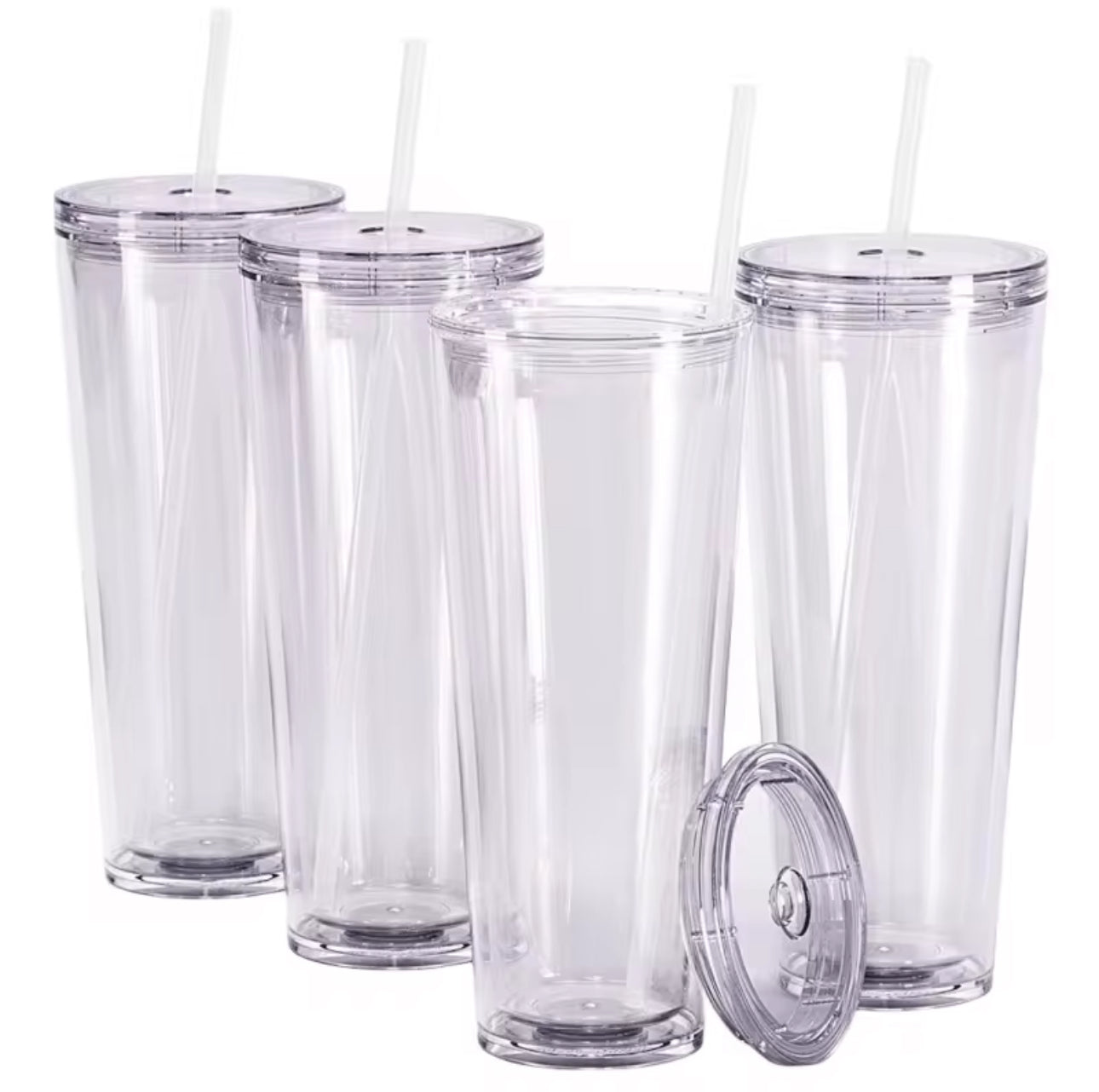 24oz Acrylic Snow Globe Tumbler w/ Clear Lid & Straw