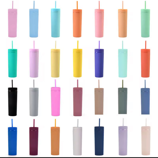 16oz Colored Acrylic Skinny Tumbler